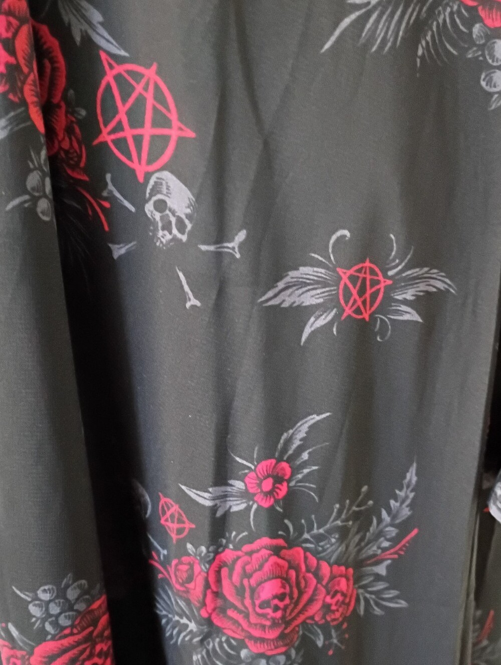 Killstar Hail Pandora Maxi Dress Black Red Skull Pentagram Goth Size Large NWT - Picture 5 of 16